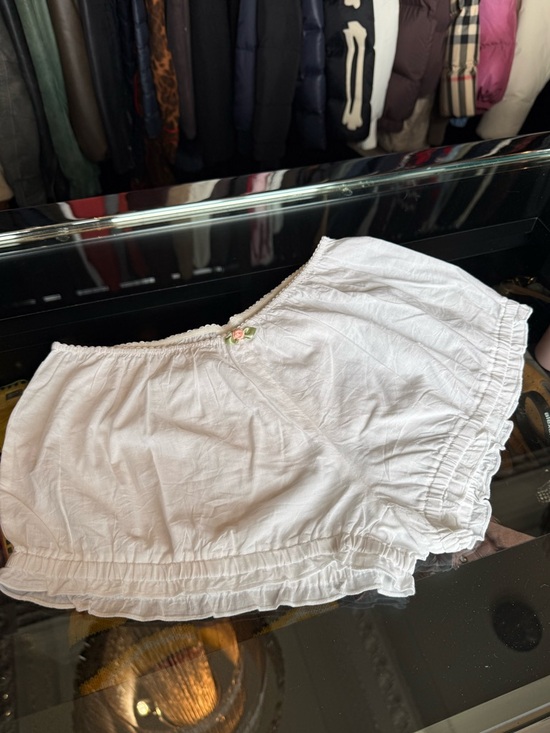 Kitteny Pants - Kittens White Ruffled Cotton Bloomers with Rosette Accent